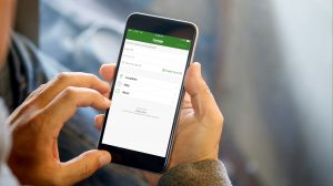 Gorham Savings Bank Mobile app on an iPhone