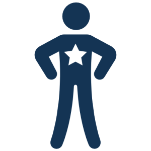 Blue cartoon person with a star imprinted on their chest. Customer Owned icon