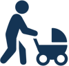 Icon of a parent pushing a baby carriage
