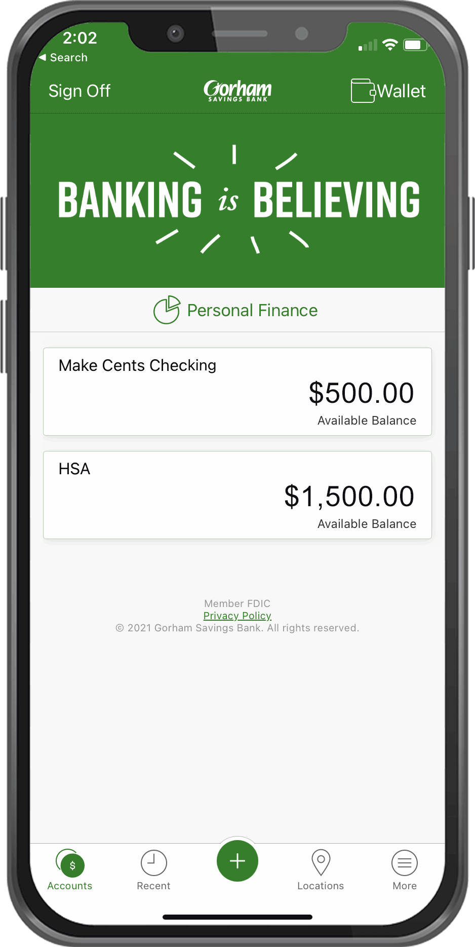 Animated screenshots from GSB mobile app